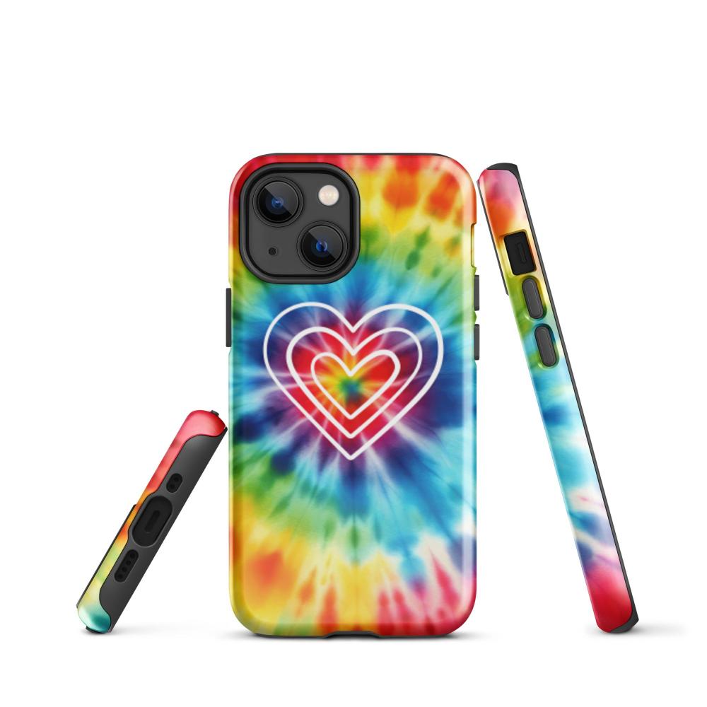 Tie Dye Hearts iPhone 13 mini Tough Case - Glossy Finish - https://ascensionemporium.net